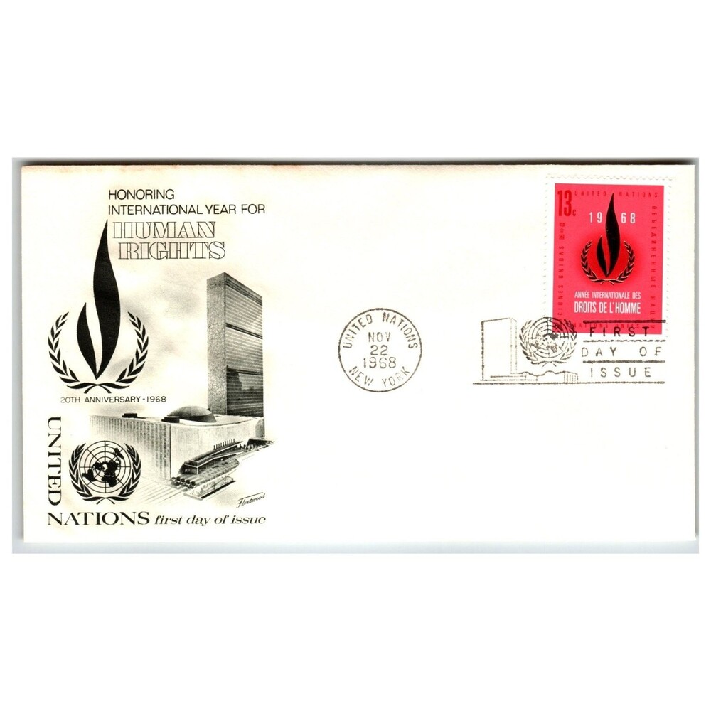 United Nations First Day Cover 1968 Human Rights FDC New York UN Stamp